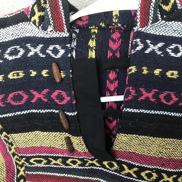 Brand New Mexican Hoodie Woven Front Pocket Fall Colors Toggles Unisex NWOT Nice - Picture 8 of 12